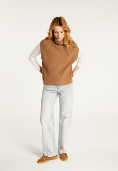 Sleeveless high-neck sweater in recycled cashmere and wool - Dalya