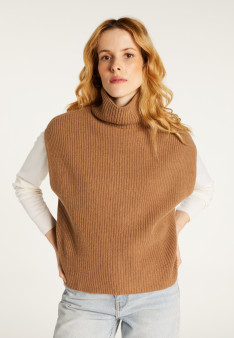 Sleeveless high-neck sweater in recycled cashmere and wool - Dalya