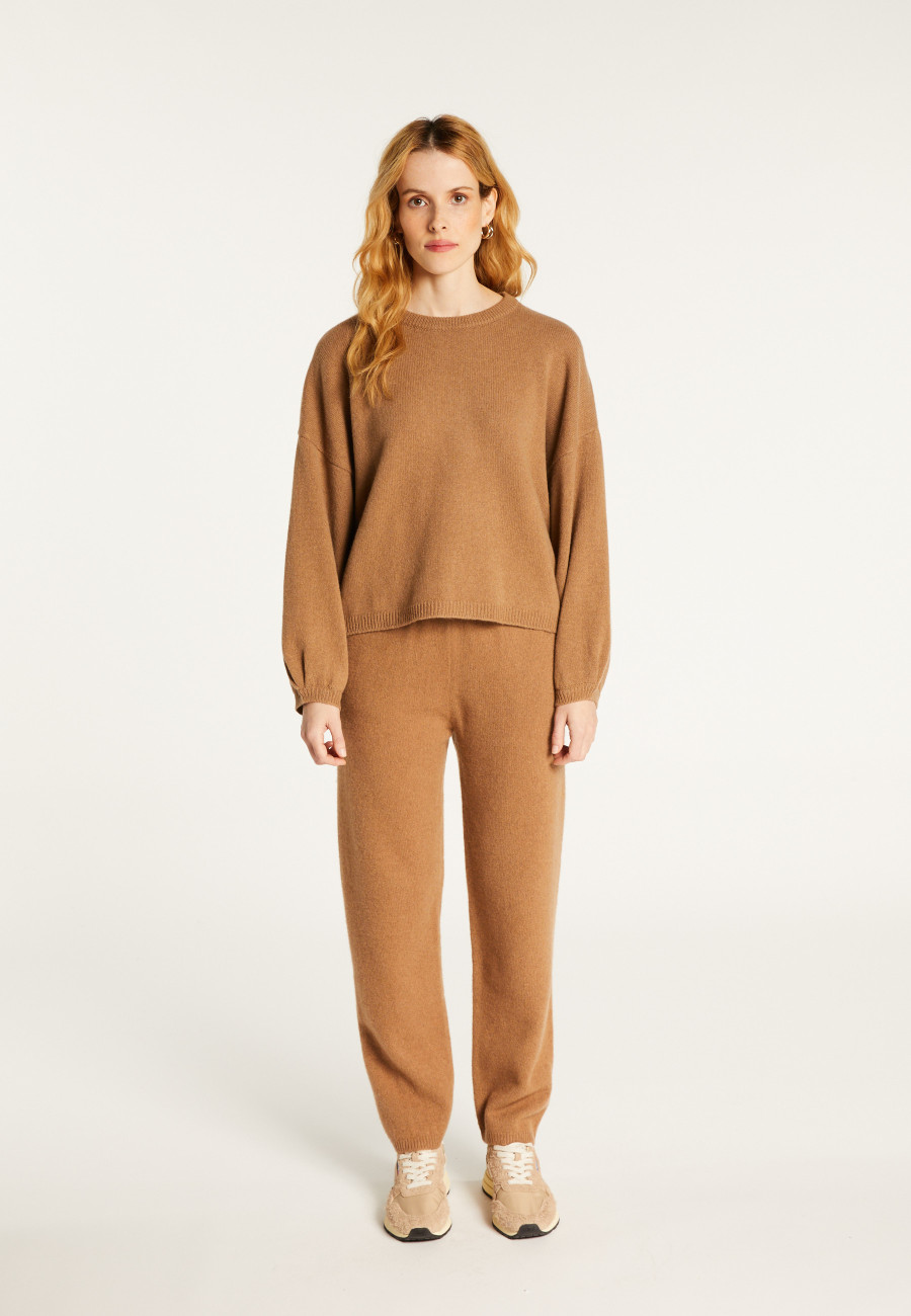Round-neck sweater with balloon sleeves in recycled cashmere and wool - Lamara Round-neck sweater with balloon sleeves in recycled cashmere and wool - Lamara