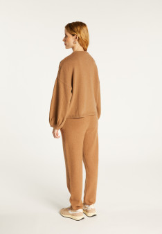 Round-neck sweater with balloon sleeves in recycled cashmere and wool - Lamara