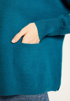 Short cashmere V-neck sweater with pockets - Balba