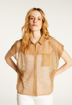 Short-sleeved blouse with iridescent effect - Stacy