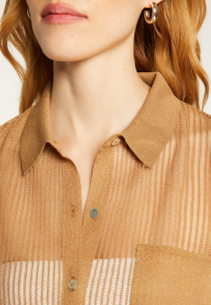 Short-sleeved blouse with iridescent effect - Stacy
