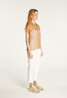 Short-sleeved blouse with iridescent effect - Stacy
