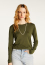 Buttoned t-shirt in cashmere bamboo round neck in fine knit - Aelia