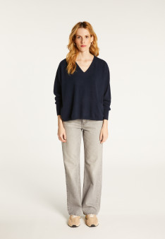 Short cashmere sweater with pocket - Balba