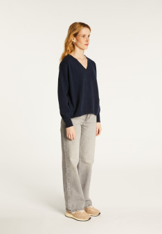 Short cashmere sweater with pocket - Balba