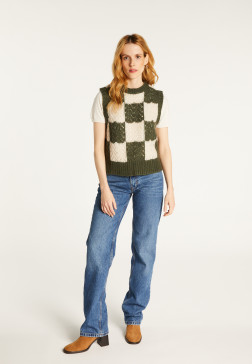 Openwork sleeveless wool cocoon sweater - Geva