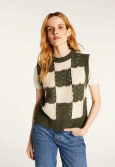 Openwork sleeveless wool cocoon sweater - Geva