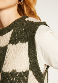 Openwork sleeveless wool cocoon sweater - Geva