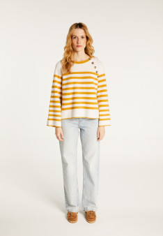 Pull marinière en cachemire à manches ample - Gaelle