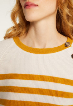 Pull marinière en cachemire à manches ample - Gaelle