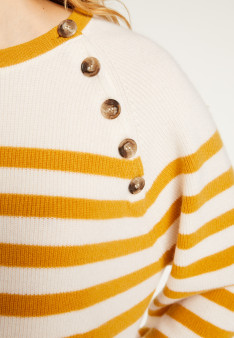 Pull marinière en cachemire à manches ample - Gaelle