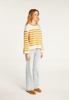 Pull marinière en cachemire à manches ample - Gaelle