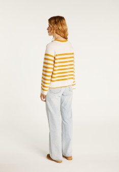 Pull marinière en cachemire à manches ample - Gaelle