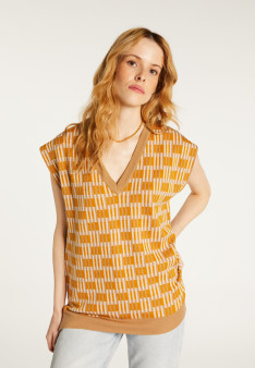 Sleeveless V-neck patterned sweater - Ganael