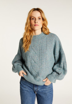 Pull ras de cou chiné en laine mélangée - Laetitia