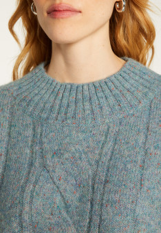 Pull ras de cou chiné en laine mélangée - Laetitia