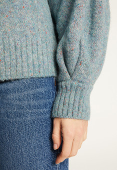 Pull ras de cou chiné en laine mélangée - Laetitia
