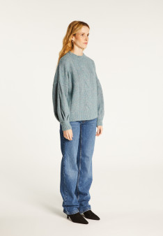 Pull ras de cou chiné en laine mélangée - Laetitia