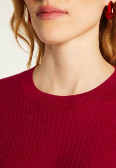 Pull oversize à côtes en laine pour femme
