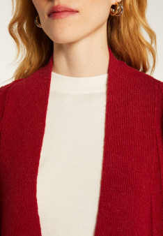 Long alpaca wool cardigan with balloon sleeves - Damy