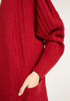 Long alpaca wool cardigan with balloon sleeves - Damy