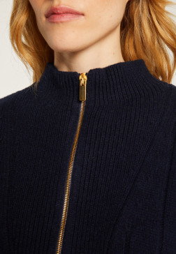 Pull col montant zippé en cachemire et laine recyclés - Lodric