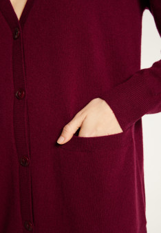 Long cardigan col V en cachemire à fentes et poches - Aden