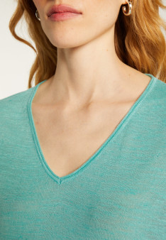 T-shirt col V en lin flammé - Larra