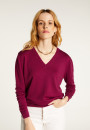 Pull col V en laine mérinos finitions bord côtes - Arya