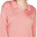 T-shirt col polo en Fil Lumière Lou 529 melba- 25 rose moyen