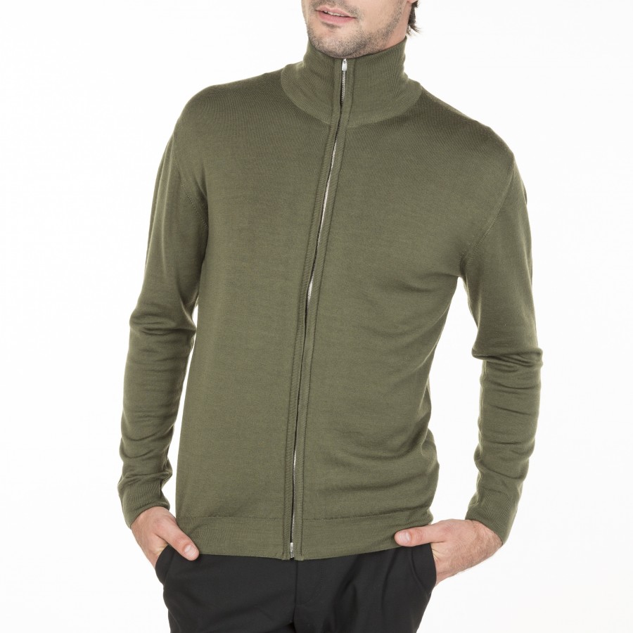Gilet 100% laine col montant zippé 6150 kaki - 83 kaki Gilet 100% laine col montant zippé 6150 kaki - 83 kaki