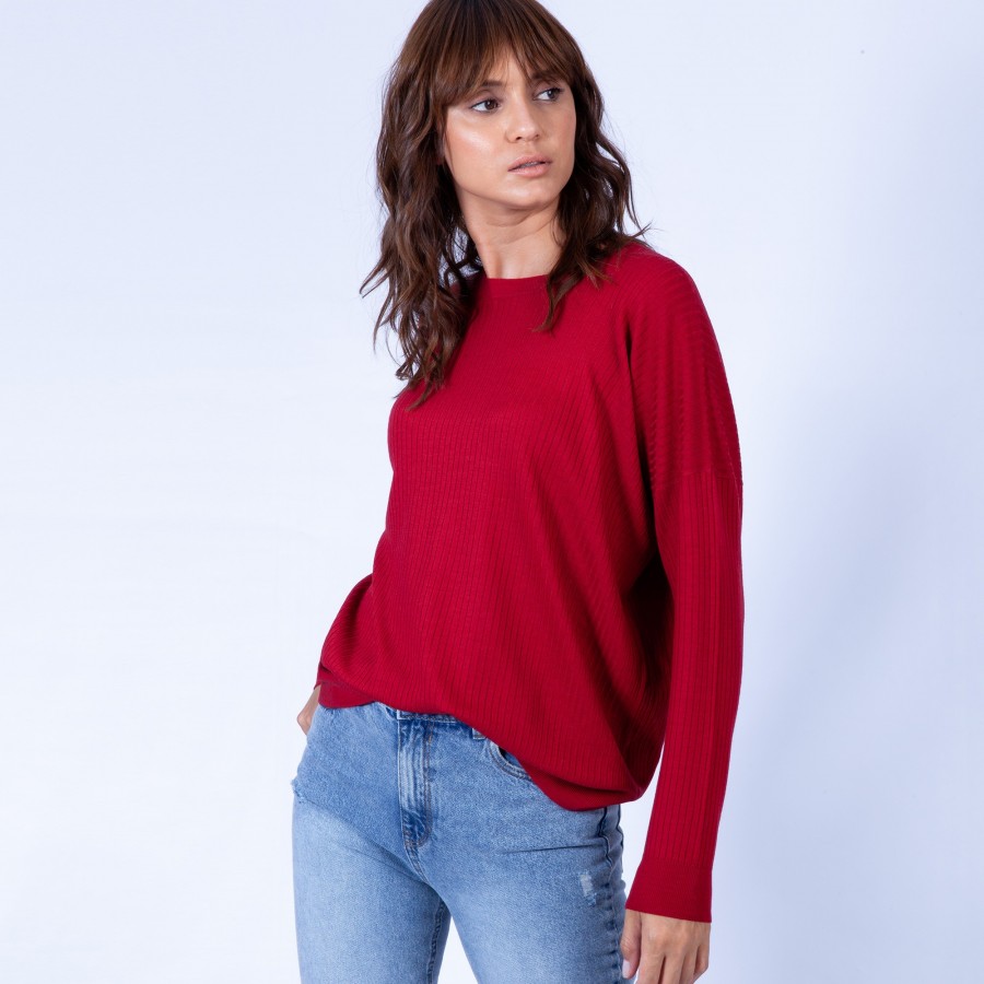 Pull oversize à côtes Gladys 6375 Laque - 52 Rouge Pull oversize à côtes Gladys 6375 Laque - 52 Rouge