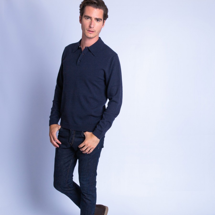 Polo en cachemire Franklin 6340 Marine - 05 bleu marine Polo en cachemire Franklin 6340 Marine - 05 bleu marine