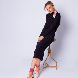 Knit dress with tennis stripes - Edelweiss