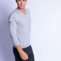 V collar sweater in merino wool - Fox